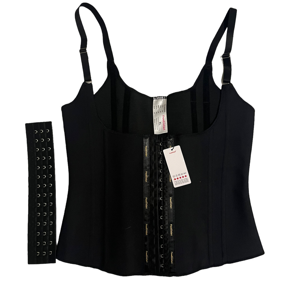 NEW FeelinGirl Open-Bust Waist Trimmer Latex Boned Corset Cincher Vest | XL